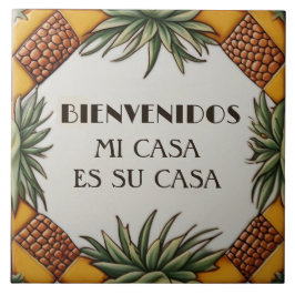 Bienvenidos Mi Casa Es Su Casa Aloe Vera Plant Kakelplatta