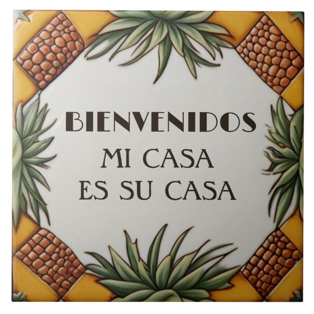 Bienvenidos Mi Casa Es Su Casa Aloe Vera Plant Kakelplatta (Framsidan)