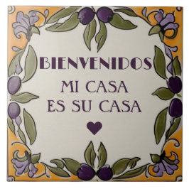 Bienvenidos Mi Casa Es Su Casa Black Olive Welcome Kakelplatta