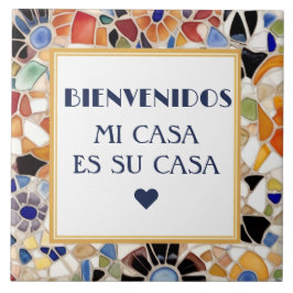 Bienvenidos Mi Casa Es Su Casa Gaudish faux Mosaic Kakelplatta
