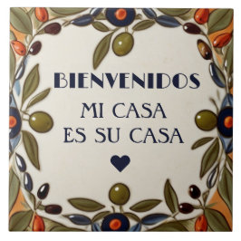 Bienvenidos Mi Casa Es Su Casa Green Olive Welcome Kakelplatta