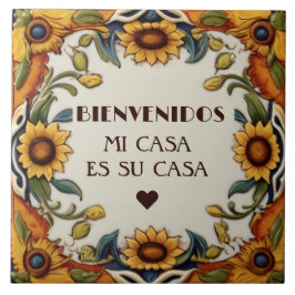 Bienvenidos Mi Casa Es Su Casa Sunflowers Floral Kakelplatta