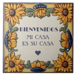 Bienvenidos Mi Casa Es Su Casa Sunflowers Plaque Kakelplatta