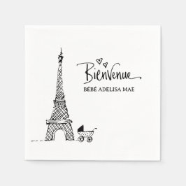 Bienvenue Paris Doodle Sketch Baby Shower Pappersservett