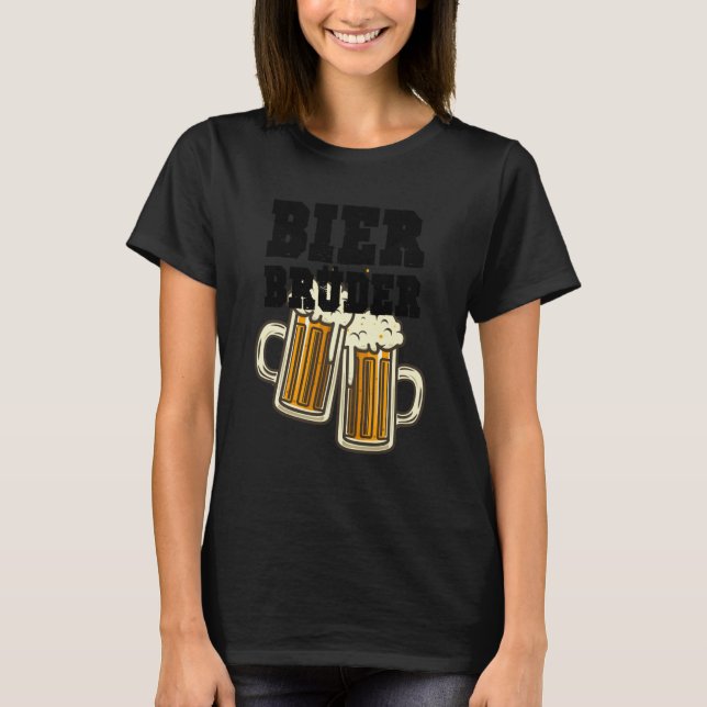 Bier Brüder drinking and party motif groups T Shirt (Framsida)