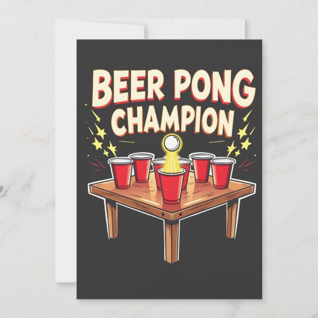 Bier Pong Mästare Ping Pong Drickande Inbjudningar (Framsida)