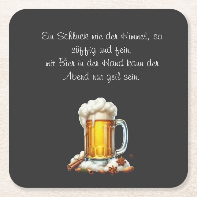 Bier so suffig  underlägg papper kvadrat (Framsidan)