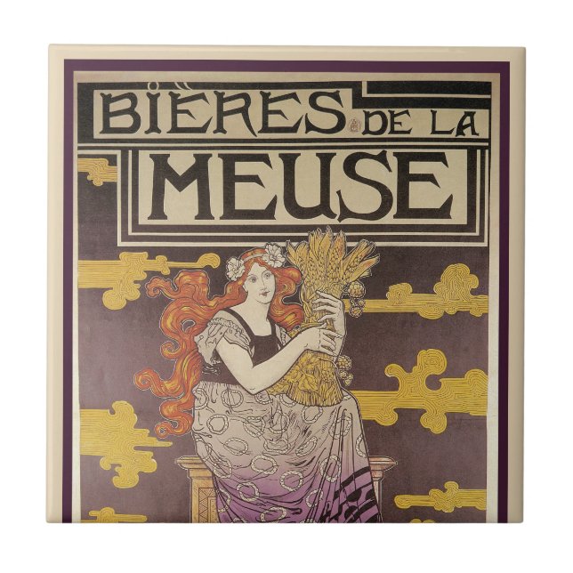 Biere de la Meuse av Marc Auguste Bastard Kakelplatta (Framsidan)