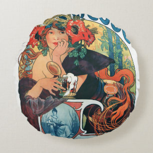 Bieres de la Meuse, Alphonse Mucha Dekorativ kudde