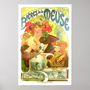 Bières de la Meuse, Alphonse Mucha Poster
