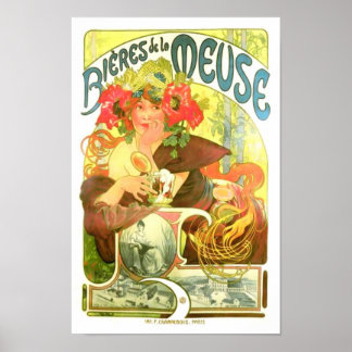 Bières de la Meuse, Alphonse Mucha Poster