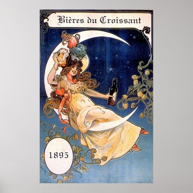 Bieres du Croissant 1895 Vintage Skriv ut Poster (Framsidan)