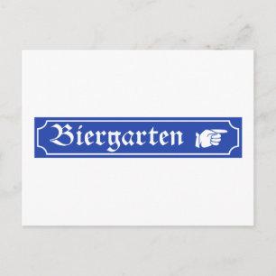 Biergarten Sign, Bayern, Tyskland Vykort