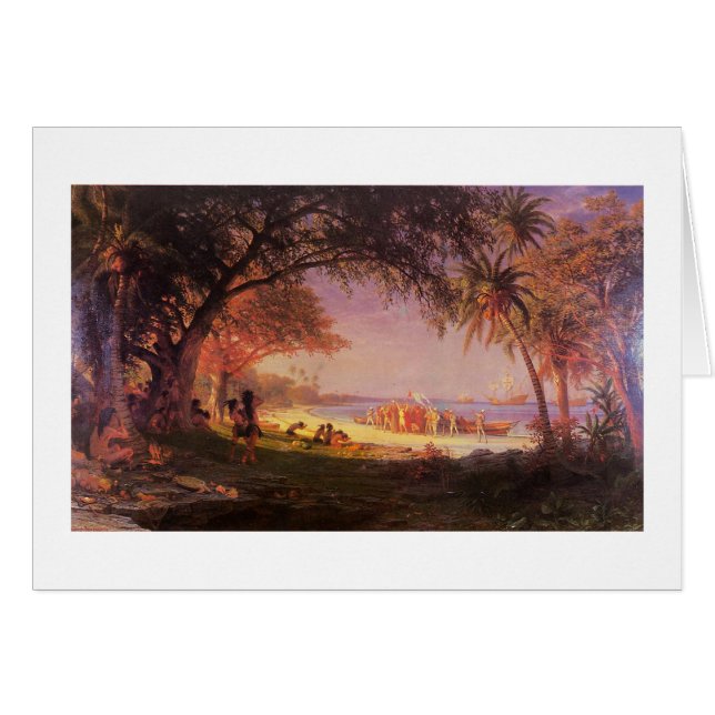 Bierstadt Albert, Columbus landstigning Hälsningskort (Framsidan Horizontal)