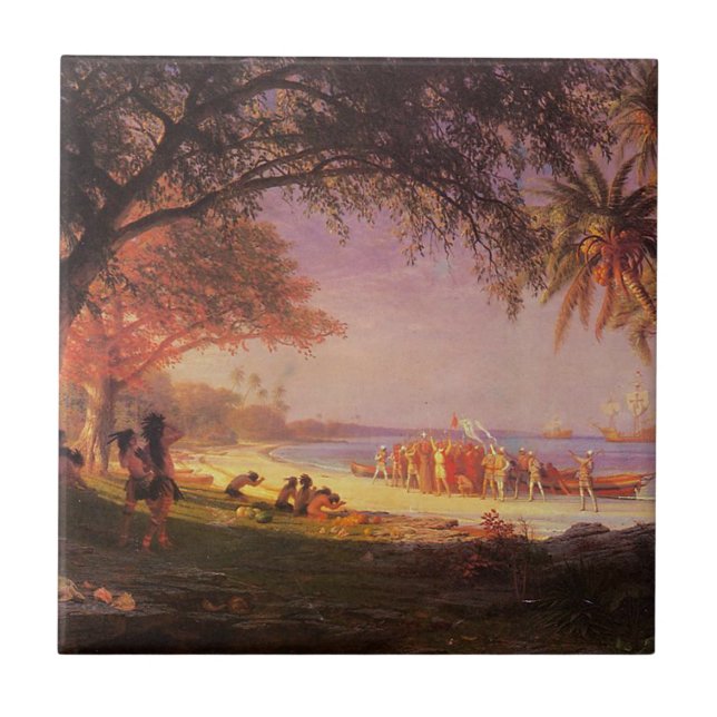 Bierstadt Albert, Columbus landstigning Kakelplatta (Framsidan)