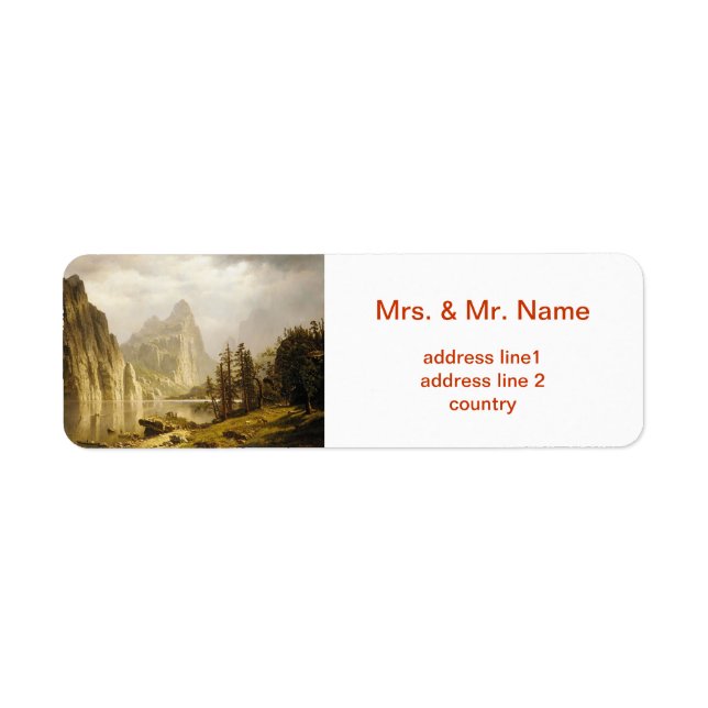 Bierstadt Albert Merced River Yosemite Valley Returadress Etikett (Framsidan)
