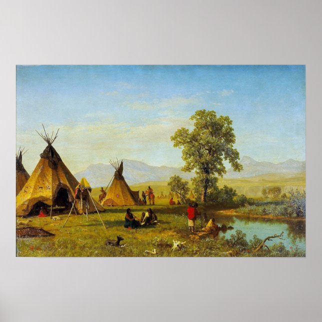 Bierstadt - byn Sioux nära Fort Laramie Poster (Framsidan)