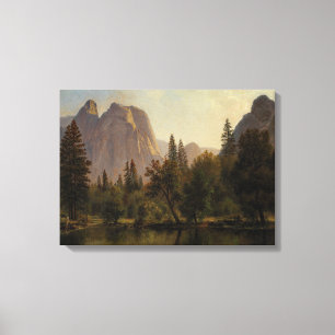 Bierstadt Cathedral Sten Yosemite Painting Canvastryck