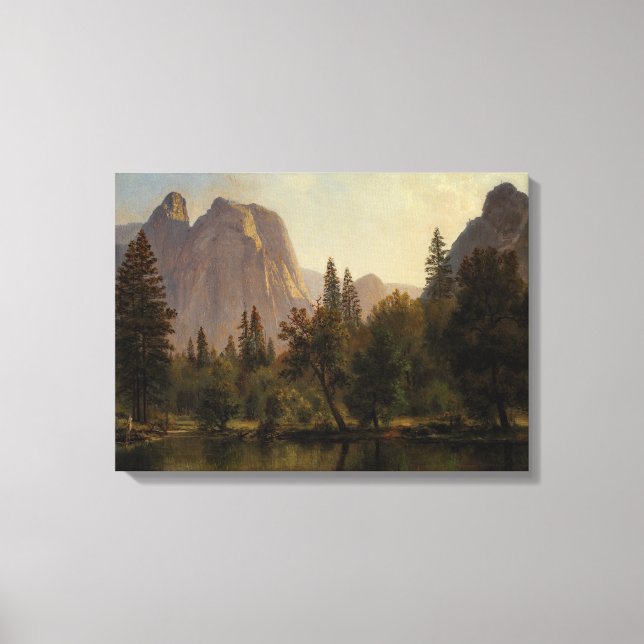 Bierstadt Cathedral Sten Yosemite Painting Canvastryck (Framsida)