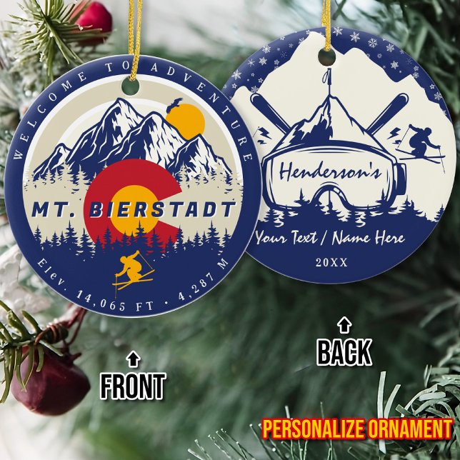 Bierstadt Colorado Flagga Mountain Sunset Julgransprydnad Keramik (Skapare uppladdad)