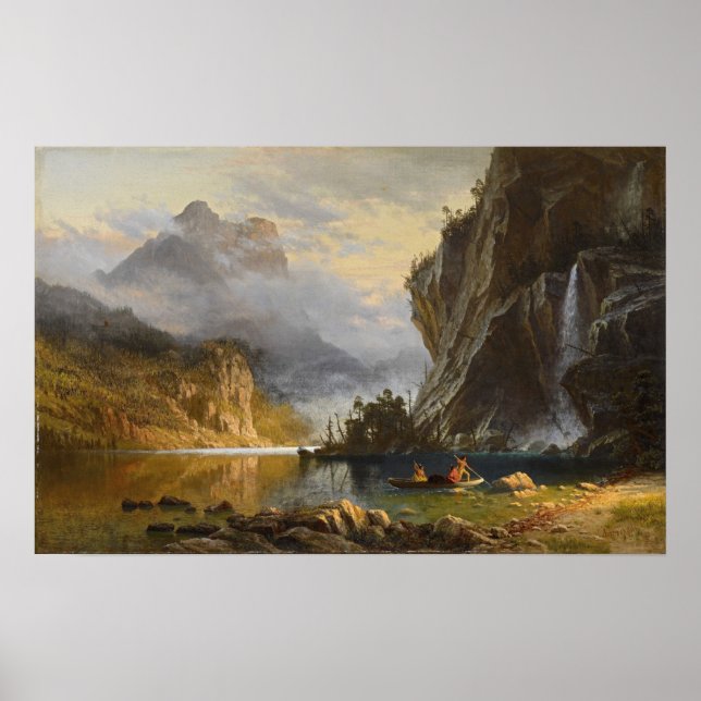 Bierstadt - Indianer spjutfiskar Poster (Framsidan)