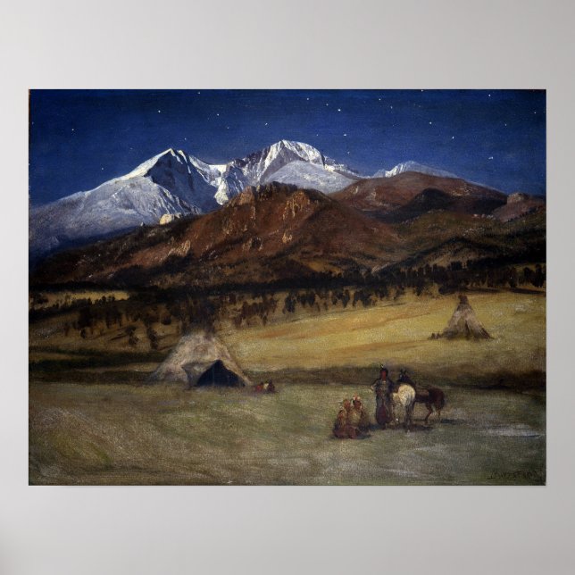Bierstadt - Indisk camping Evening Poster (Framsidan)