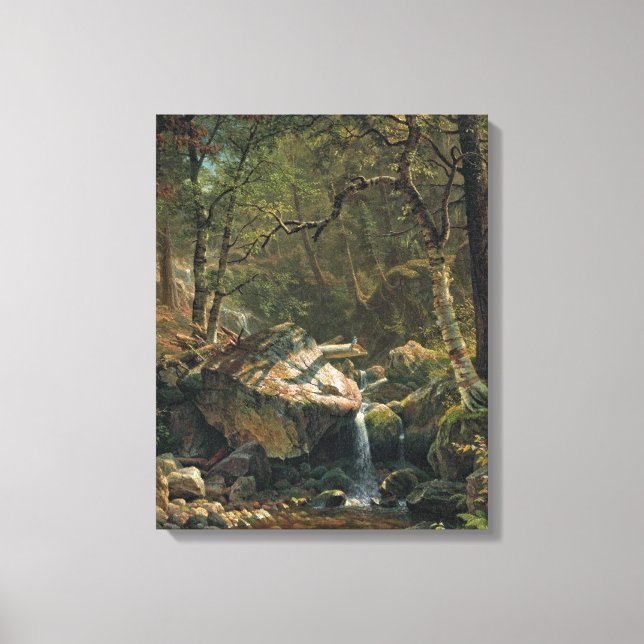 Bierstadt Mountain Brook Landscape Painting Canvastryck (Framsida)