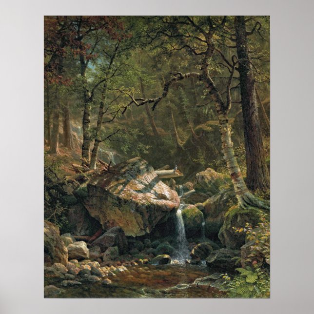Bierstadt Mountain Brook Landscape Painting Poster (Framsidan)