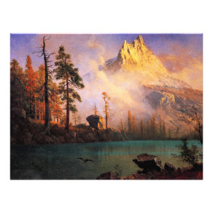 Bierstadt - Mountain Sjö, bra konsmålning Fototryck