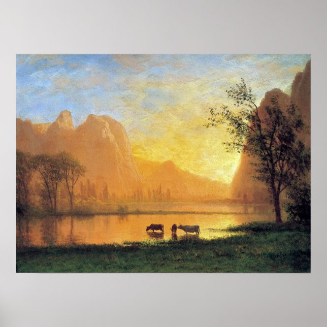 Bierstadt - Nedgång i yosemite Poster (Framsidan)