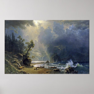 Bierstadt Puget Ljud Pacific Kusten Painting Poster