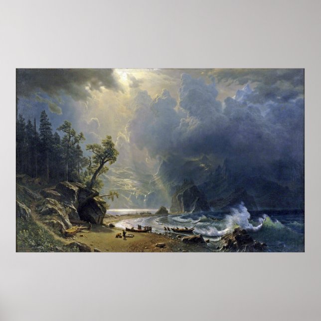 Bierstadt Puget Ljud Pacific Kusten Painting Poster (Framsidan)