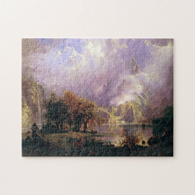 Bierstadt Rocky Mountain Landscape Painting Pussel (Horisontell)