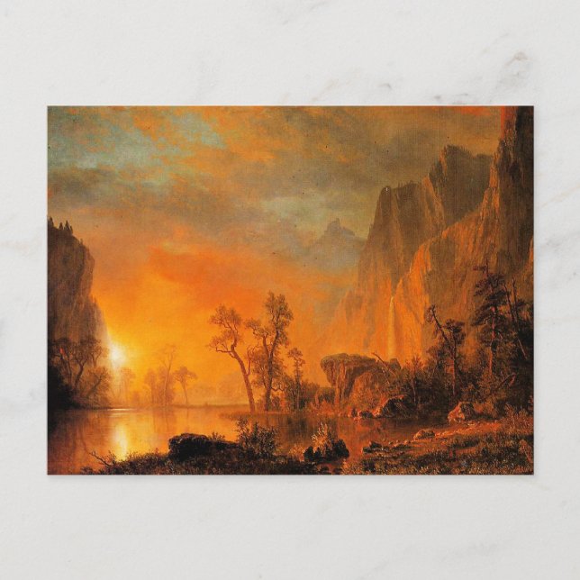 Bierstadt - Solnedgång i Klippiga bergen Vykort (Framsida)