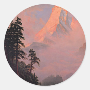 Bierstadt - Soluppgång om Matterhorn Runt Klistermärke