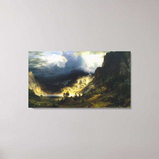 Bierstadt Storm i Rocky mountains Canvastryck (Framsida)