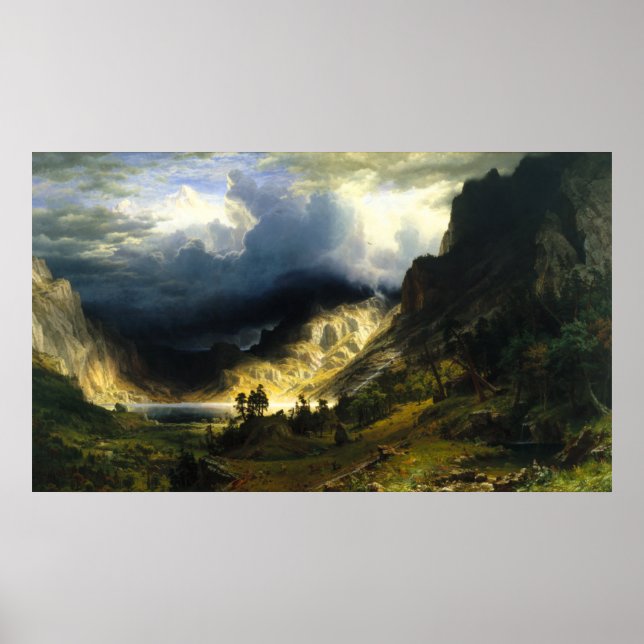 Bierstadt Storm i Rocky mountains Poster (Framsidan)