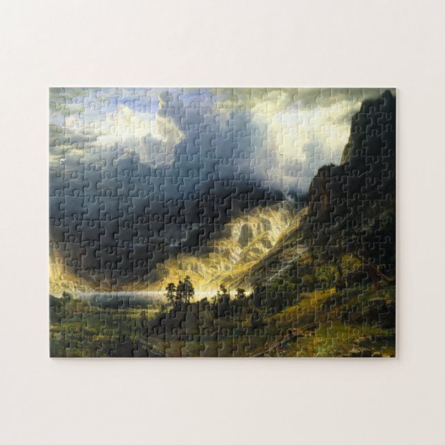 Bierstadt storm i rocky mountainspussel pussel (Horisontell)
