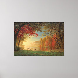 Bierstadt Sunset Hjort Sjö Painting Canvastryck