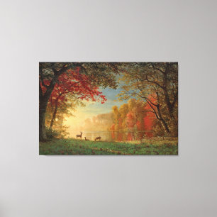 Bierstadt Sunset Hjort Sjö Painting Canvastryck