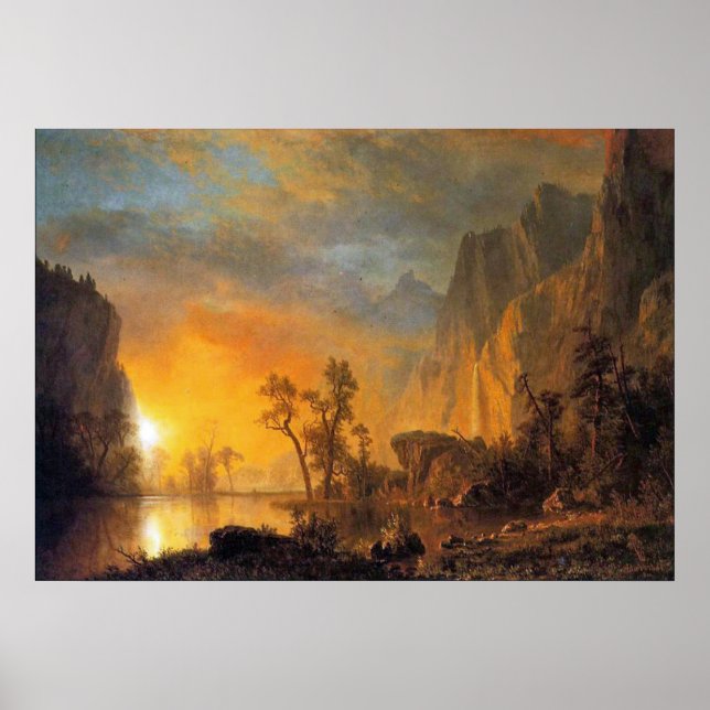 Bierstadt Sunset in the Rockies Painting Poster (Framsidan)