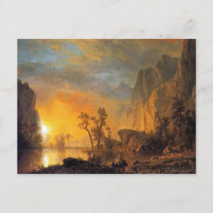 Bierstadt Sunset in the Rockies Painting Vykort
