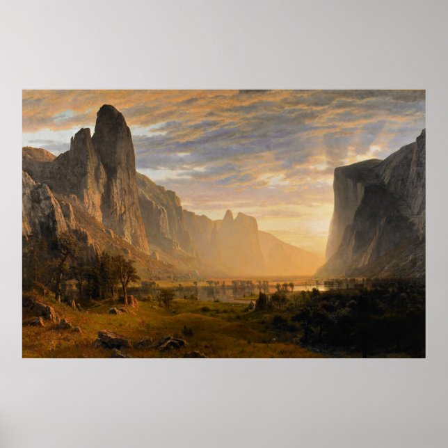 Bierstadt - Tittar nere Yosemite Valley, bra art Poster (Framsidan)