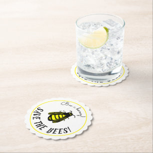 Biet är honung och Sparan Bes Cute Bee Art Underlägg Papper