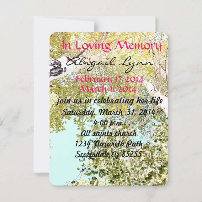 biet av himlar begravningsinbjudan inbjudningar (Framsida)