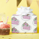 Biet av kummel med blommor och fjärilar presentpapper<br><div class="desc">Söt kaka med blommor och fjärilar rosa och vit födelsedag,  babydusch eller bröllop presentförpackning.</div>