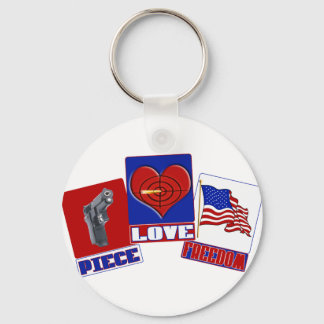BIET (FRED) KÄRLEK (HEART) FRIHET (USA FLAGGA) NYCKELRING