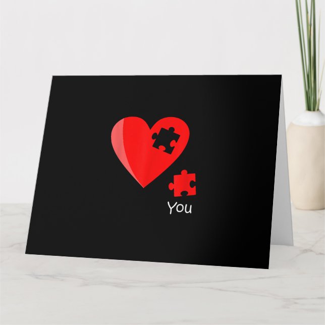 Biet Hjärtat Pussel Valetines Day Shirt Gif saknas Kort (Framsida)