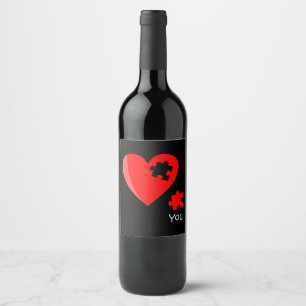Biet Hjärtat Pussel Valetines Day Shirt Gif saknas Vinflaska Etikett