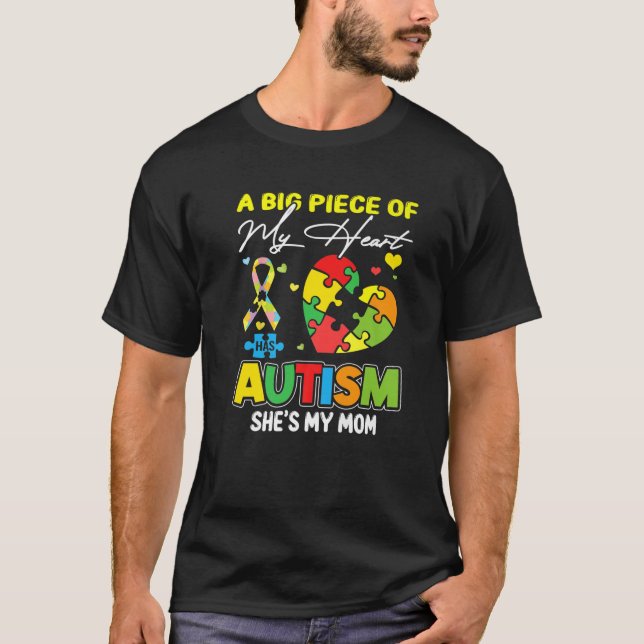 Biet i mitt hjärta har autism mitt Mamma T Shirt (Framsida)